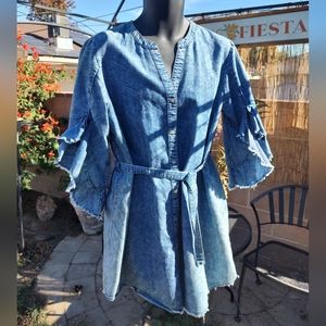 Distressed denim look dress